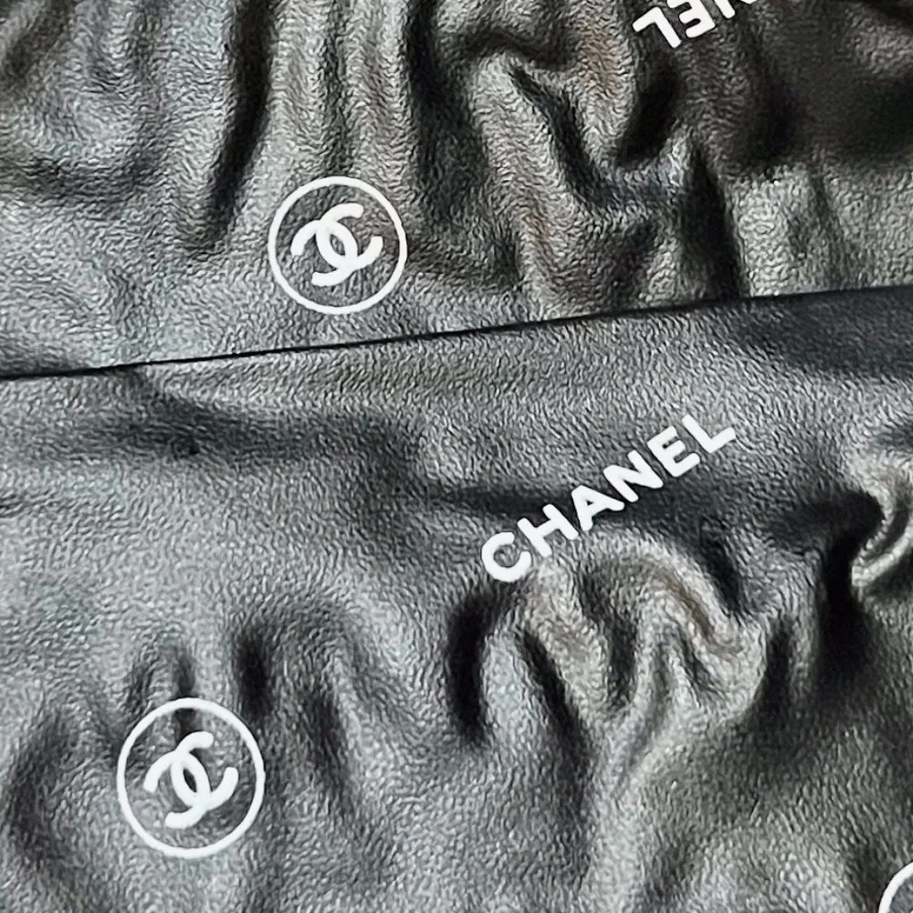 Chanel Parfums Satin Cosmetics Bag Clutch Bronze and Black Zip Up